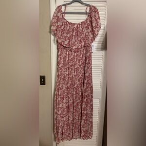 NWT Off the Shoulder Floral Pink Maxi Dress